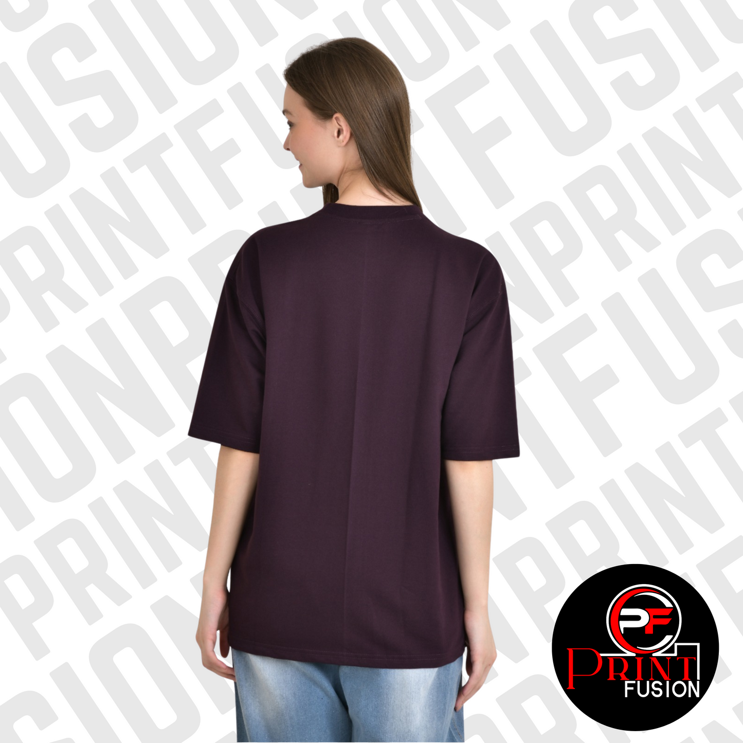 PRINTFUSION™ | Premium Oversized French Terry 100% Cotton Solid T-Shirt